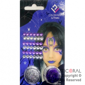 KIT PARA MAQUILLAJE MERLINA 2 COLORES+STRASS AUTOADHESIVO 645-05